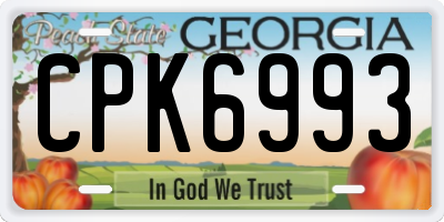 GA license plate CPK6993