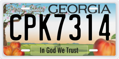 GA license plate CPK7314