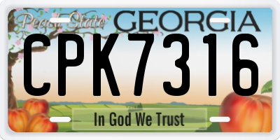 GA license plate CPK7316