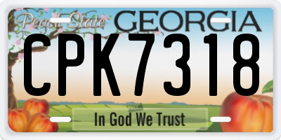 GA license plate CPK7318