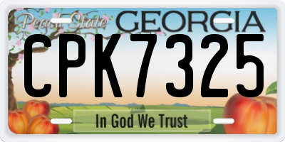 GA license plate CPK7325