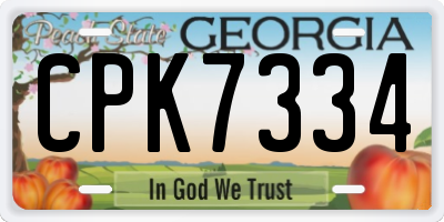 GA license plate CPK7334