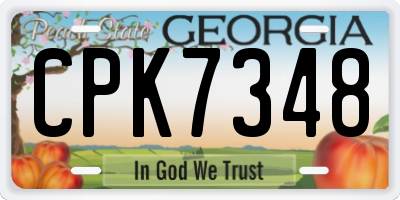 GA license plate CPK7348