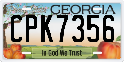 GA license plate CPK7356