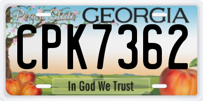 GA license plate CPK7362