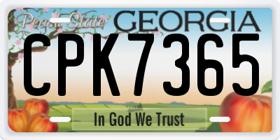 GA license plate CPK7365
