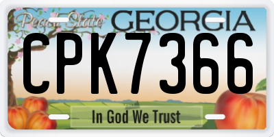GA license plate CPK7366