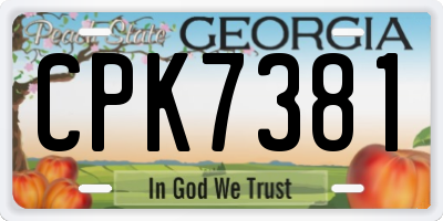 GA license plate CPK7381