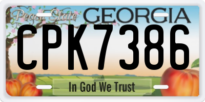 GA license plate CPK7386