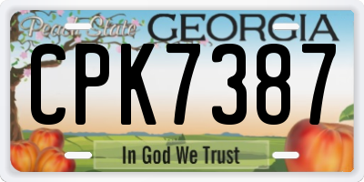 GA license plate CPK7387