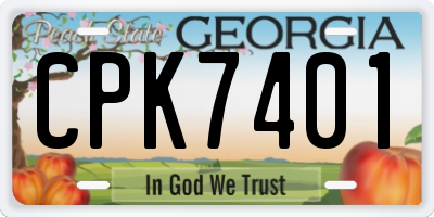 GA license plate CPK7401