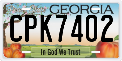 GA license plate CPK7402