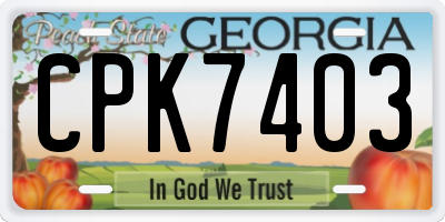 GA license plate CPK7403