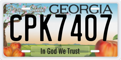 GA license plate CPK7407