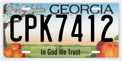 GA license plate CPK7412