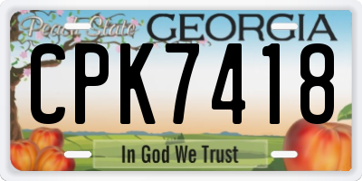 GA license plate CPK7418