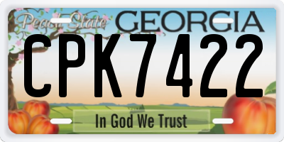 GA license plate CPK7422