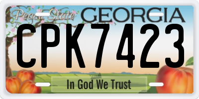 GA license plate CPK7423