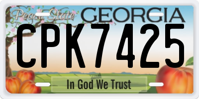 GA license plate CPK7425