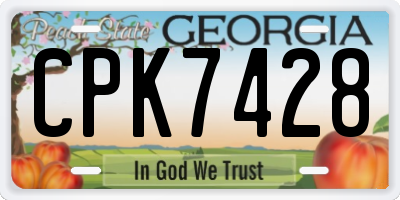 GA license plate CPK7428