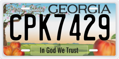 GA license plate CPK7429