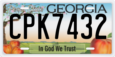 GA license plate CPK7432