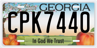 GA license plate CPK7440