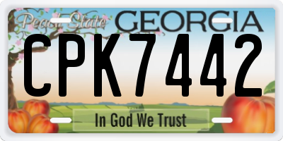 GA license plate CPK7442