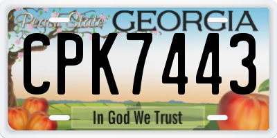 GA license plate CPK7443
