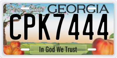 GA license plate CPK7444