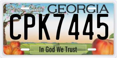 GA license plate CPK7445