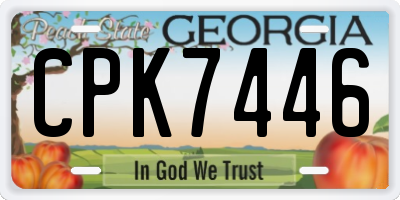 GA license plate CPK7446