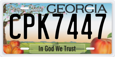GA license plate CPK7447