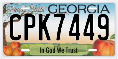 GA license plate CPK7449