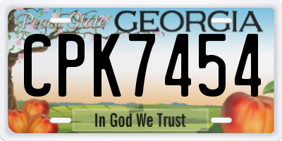 GA license plate CPK7454
