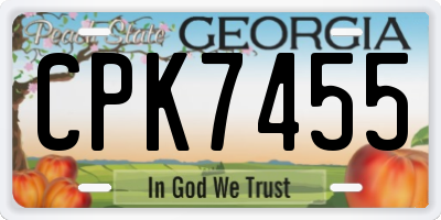 GA license plate CPK7455