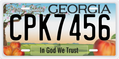 GA license plate CPK7456