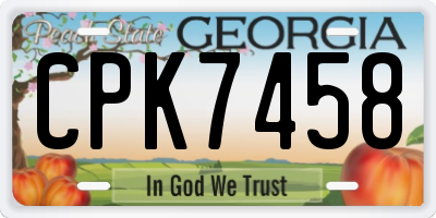 GA license plate CPK7458