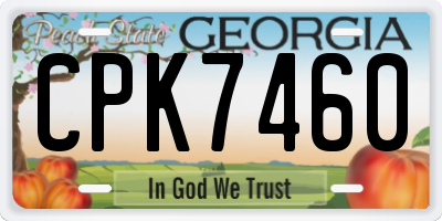 GA license plate CPK7460