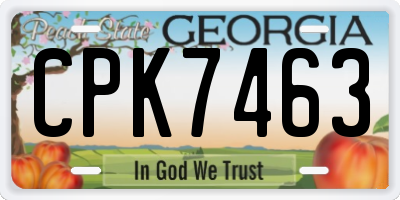 GA license plate CPK7463