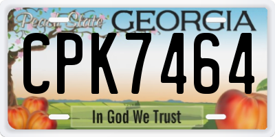 GA license plate CPK7464