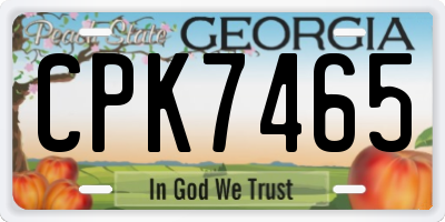 GA license plate CPK7465