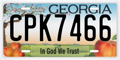 GA license plate CPK7466