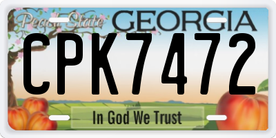 GA license plate CPK7472