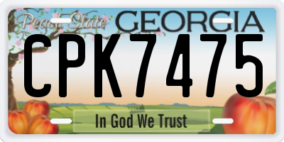 GA license plate CPK7475