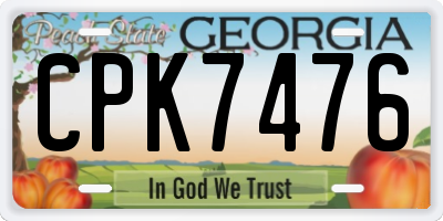 GA license plate CPK7476