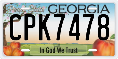 GA license plate CPK7478