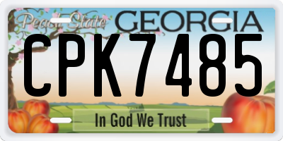 GA license plate CPK7485