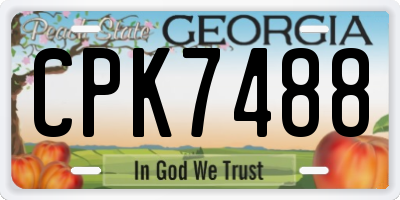 GA license plate CPK7488