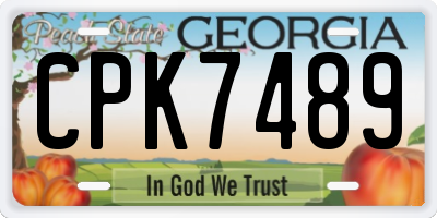 GA license plate CPK7489